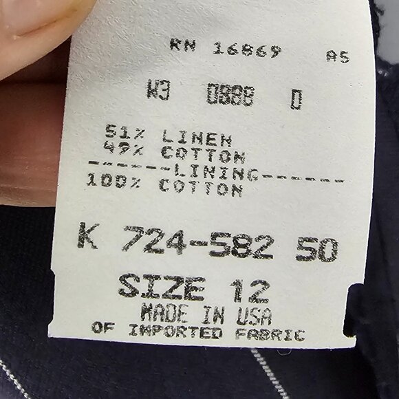 Vintage J. Peterman Blue Pinstriped Trouser Pants Straight Leg Office Casual 12 - Picture 10 of 11